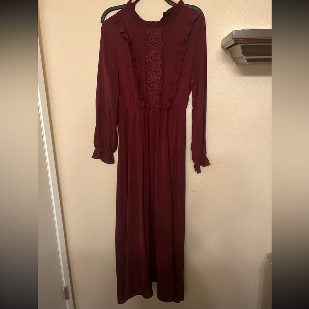 Burgundy Ruffle Dress